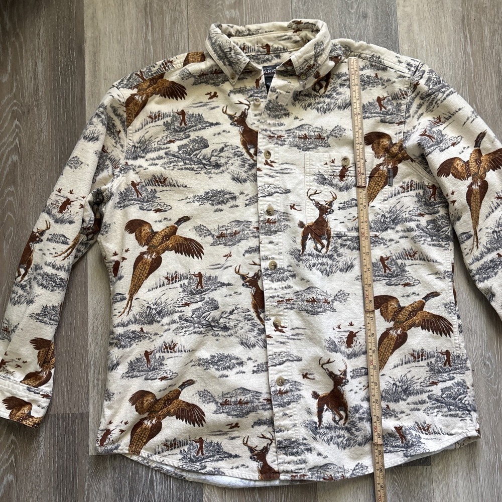 Woolrich Flannel Button Down Moccasin Deer And Pheasant Size M - Picture 7 of 8